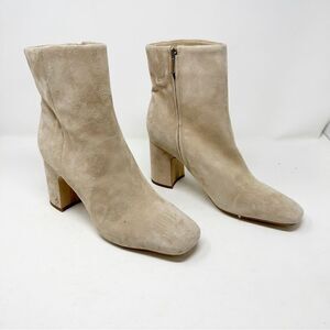 Sam Edelman Fawn Suede Warm Oat Heeled Boots Side Zip Size 11